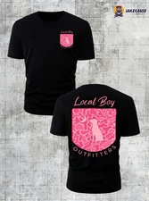 Local Boy Dog Camo Tee – Pink Graphic Outdoor Vintage Streetwear Shirt