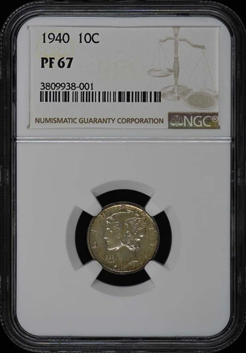 1940 Mercury Dime 10C NGC PR67