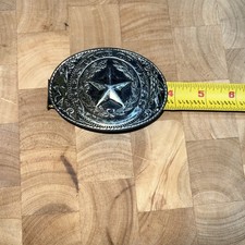 The State of Texas Belt Buckle Gold/Brass Star Flag, 3.75", Made in USA