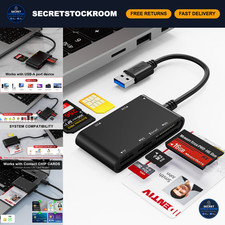 7-in-1 USB SIM Card Adapter  Smart Card Reader for SD/TF/M2/ID - Laptop/PC Comp