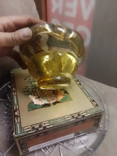 Murano Controlled Bubbles, Yellow Glass Ashtray/ Bowl. 7x4