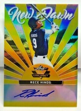 Rece Hinds 2019 Leaf Valiant New Dawn Yellow Prismatic Autograph Auto #'d 4/10