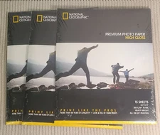 National Geographic Premium Photo Paper High Gloss 8.5” x 11” 15 Sheets 3 Pack 