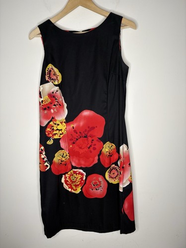 AB Studio Womens 12 Sheath Dress Black Floral Sleeveless Knee Length Career Chic