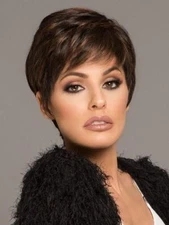 Women Dark Brown Short Pixie Cut Wigs Straight Hair for Daily Wear Synthetic