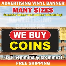 WE BUY COINS Advertising Banner Vinyl Mesh Sign pawn shop gold cash stamps