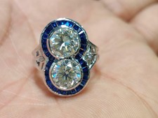 Double Halo 3.20 CT Simulated Round Cut Sapphire Engagement Fantastic Women Ring