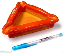 RARE VINTAGE - MODERNIST DESIGN ORANGE ARKO SLAG GLASS TRIANGLE ASH TRAY ASHTRAY