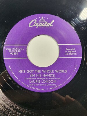 Laurie London He's Got The Whole World (In His Hands) Capitol 1957 VG+ F2