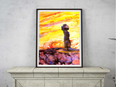 Moai Art Print Easter Island Head Wall Art Travel Poster 