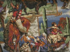 Cowboy rodeo scenic western fabric broncos cactus
