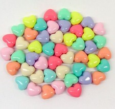 Puffy Pastel Heart Beads 17mm  Smooth Acrylic 3D Valentine Beads for necklace