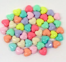 Puffy Pastel Heart Beads 17mm  ~ Smooth Acrylic  3D Valentine Beads for necklace