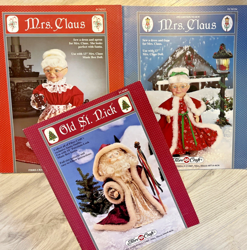 lot 3 Fibre Craft 14" SANTA & 13" Mrs. CLAUS (2) sewing pattern booklet 1992-93 - Picture 5 of 6