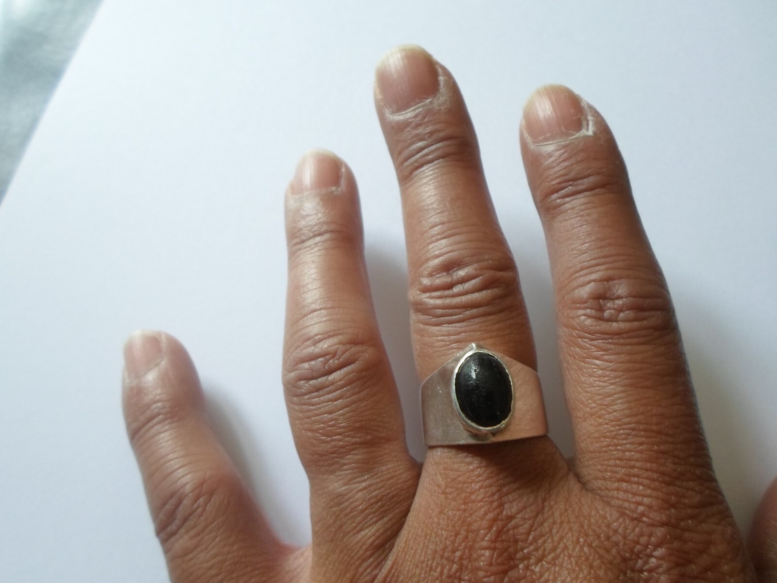 solid silver ring, black cabochon, size 57 - image 3