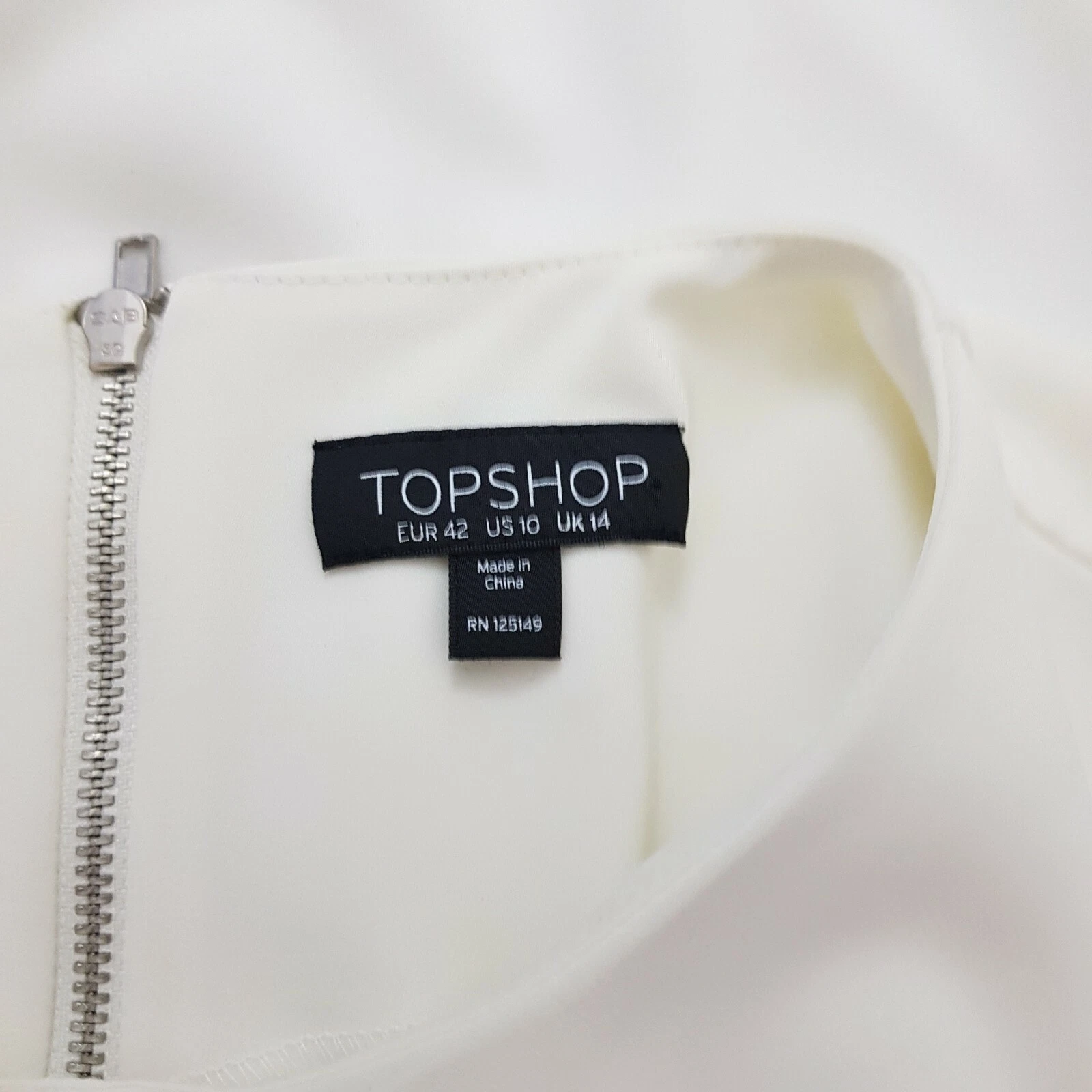 OFF WHITE Abito formale fluttuante Topshop donna bianco sporco con pannelli manica ad aletta linea A UK 14
