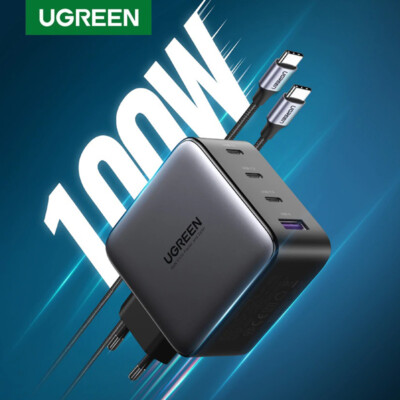 UGREEN 100W GaN USB-C Fast Charger for MacBook, iPhone 16, Xiaomi, Black