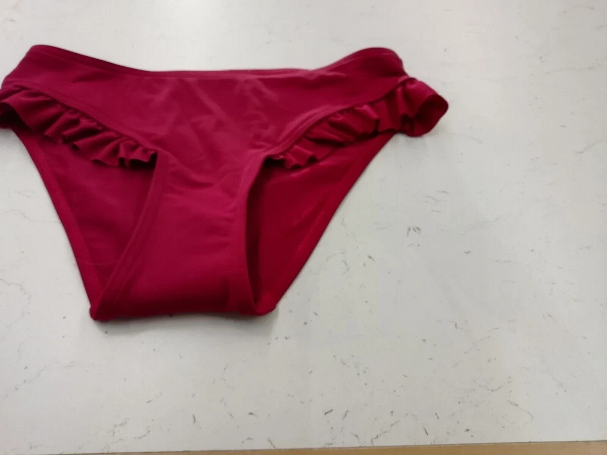 LA REDOUTE LADIES FRILLED BIKINI BRIEF RED SIZE 8 ref 386 SALE
