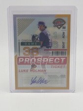 LUKE HOLMAN 2024 PANINI PROSPECT EDITION GOLD HOLO PROSPECT AUTOGRAPH /10 REDS