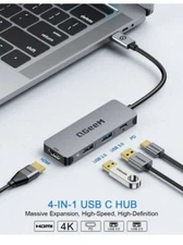 QGeeM 4-in-1 USB C Adapter with 4K USB C to HDMI Hub 100W Power Delivery USB 3.0