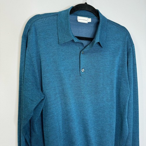 Maus & Hoffman Clark Cotton-Ease Long-Sleeve Polos Knit Slim Fit Made in USA XL - Picture 3 of 9