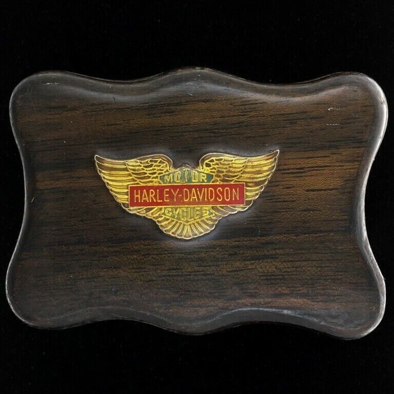 Vtg 80s Harley Davidson Handmade Wood Pin Motorcycle Biker