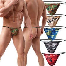 3/5PCS Men's Bulge Pouch Camouflage Jockstrap Lingerie T-back Thongs Underpants