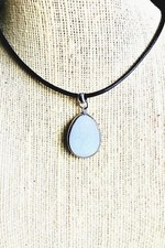 Natural Gemstone Snow Quartz Teardrop Necklace Pendant Chakra Feng Shui USA