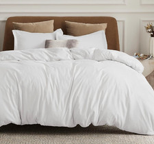 Bedsure Duvet Cover Set Comforter Cover 2 Pillow Shams White Queen Size