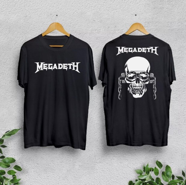 メガデスバンドVic Outline ヘビーメタルミュージックTシャツ ユニセックス