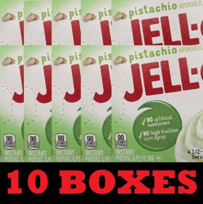 10x Jello PISTACHIO Instant Pudding & Pie Filling Mix Dessert 3.4 oz - 10 BOXES