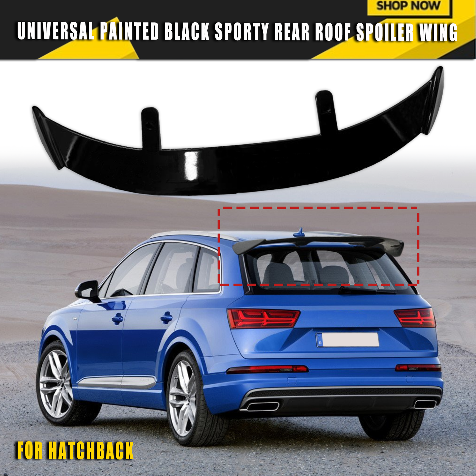 Universal ABS Glossy Black Rear Roof Spoiler Wing for Hatchbacks