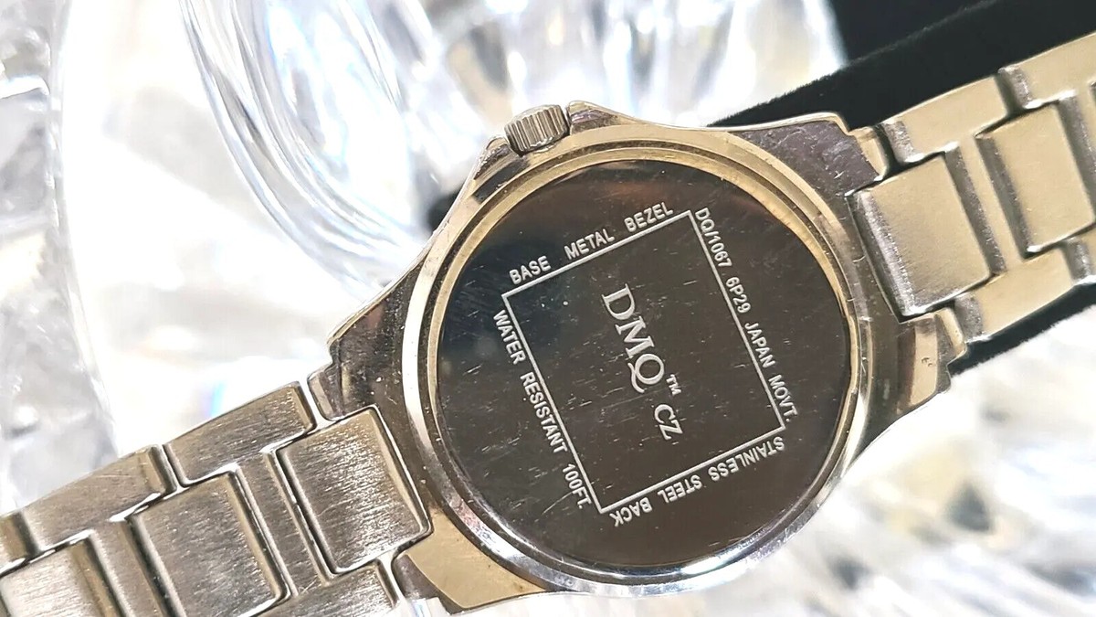 DMQ Silver Tone Crystal Bezel Link Bracelet Band Watch (Z3 