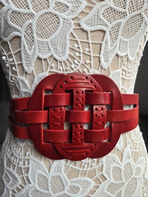 French Connection Red LeatherBelt. Size: M