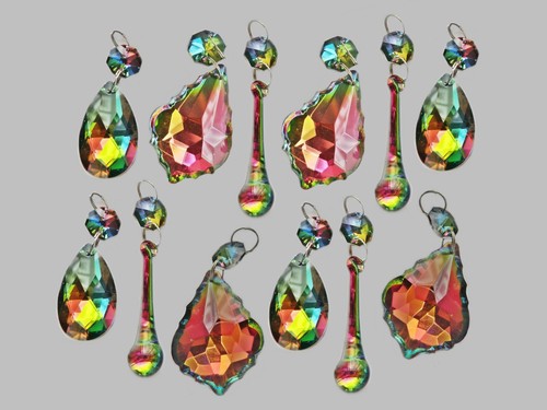Vitrail Iridescent Chandelier Glass Crystals Droplets Christmas Tree Decorations - Picture 38 of 47