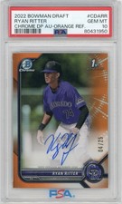 2022 BOWMAN DRAFT CHROME TRUE ORANGE REFRACTOR 1st AUTO RYAN RITTER /25 PSA 10