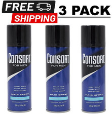  Pack of 3 Consort For Men Hair Spray Aerosol Unscented Extra Hold 8.30 oz