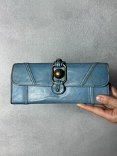 Rare Vintage Juicy Couture Leather Wallet Turquoise Y2K Avantgarde Metal