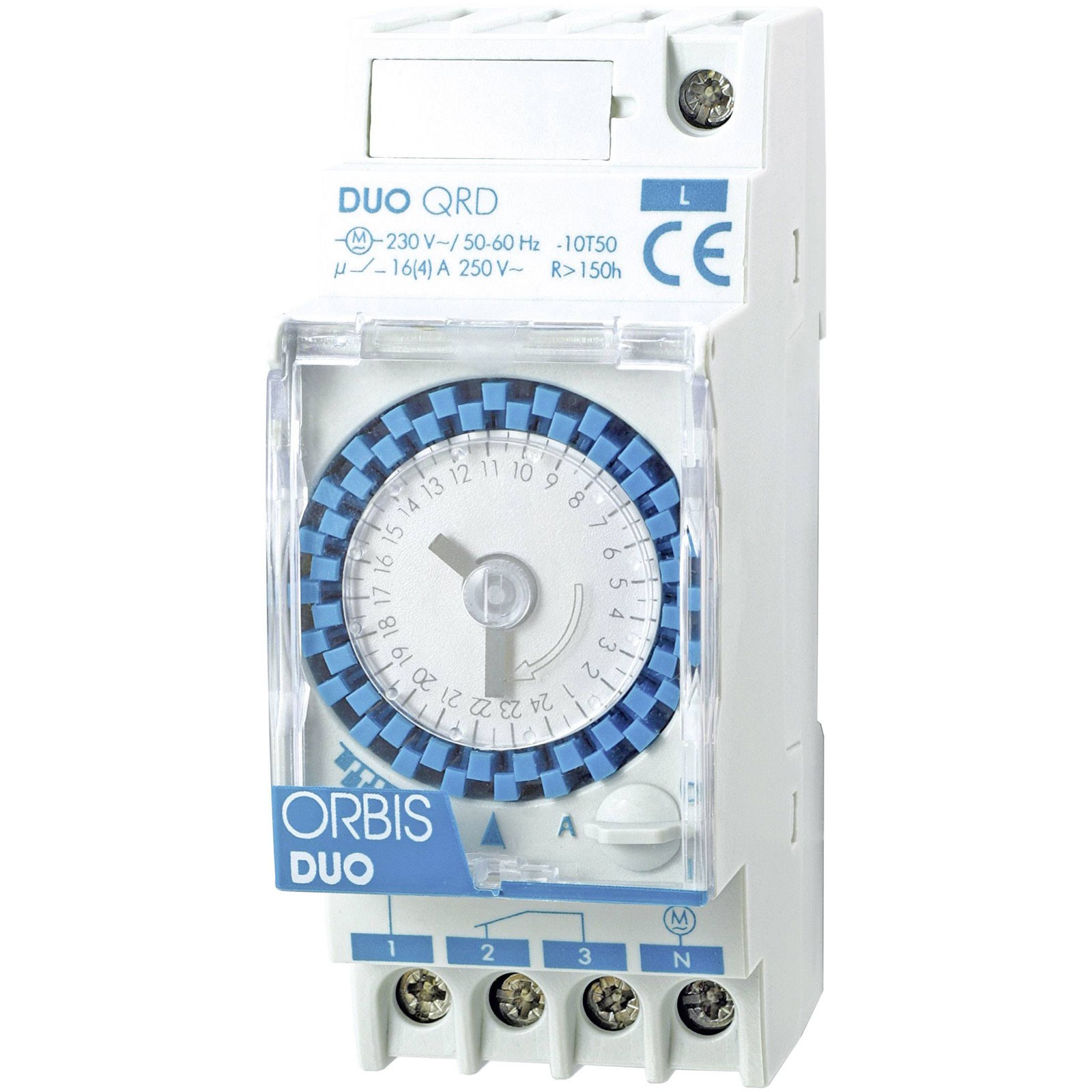 ORBIS Duo QRD Timer DIN Rail Analogue 230V AC 1 piece.