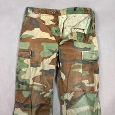 Vintage US Military Pants Mens 30x34 Camo Cargo Woodland 80s Small Long Thrashed