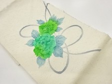 7611939: JAPANESE KIMONO JAPANESE NAGOYA OBI / HIGE TSUMUGI / PEONY