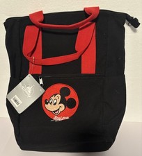 Mickey Mouse Backpack Disney Parks Black Canvas Red Straps NWT