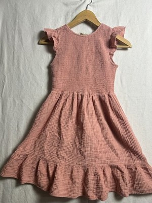 Mabel Honey Girls Dress Size 12 Pink Textured Ruffle Sleeve Boutique Korea Style
