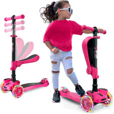 3-Wheeled Scooter for Kids - Wheel LED Lights, Adjustable Lean-To-Steer Handleba