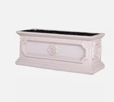 20 In. X 8 In. Light Aged White Stone Window Boxes & Troughs