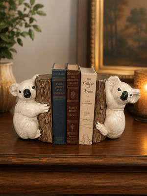 Vintage Handmade Ceramic Koala Bear Bookends - Heavy Glazed Stoneware Pair