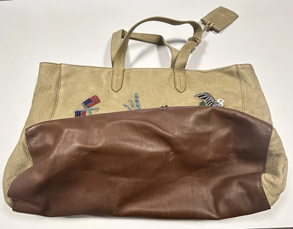 Bolsa tote Polo Ralph Lauren Colorado 100% couro de veado com miçangas - Imagem 4 de 4