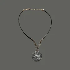 Vintage SILPADA 925 Sterling Silver 17" Leather Cord Pendant Necklace 19g