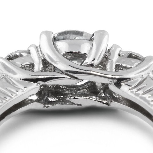 3 1/2ct D SI2 Round Natural Diamonds 18kw Gold Vintage Style Three-Stone Ring - Picture 19 of 24