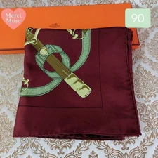 Cleaned  Carre 90 Bordeaux Scarf Cold Weather Accent MerciMuse